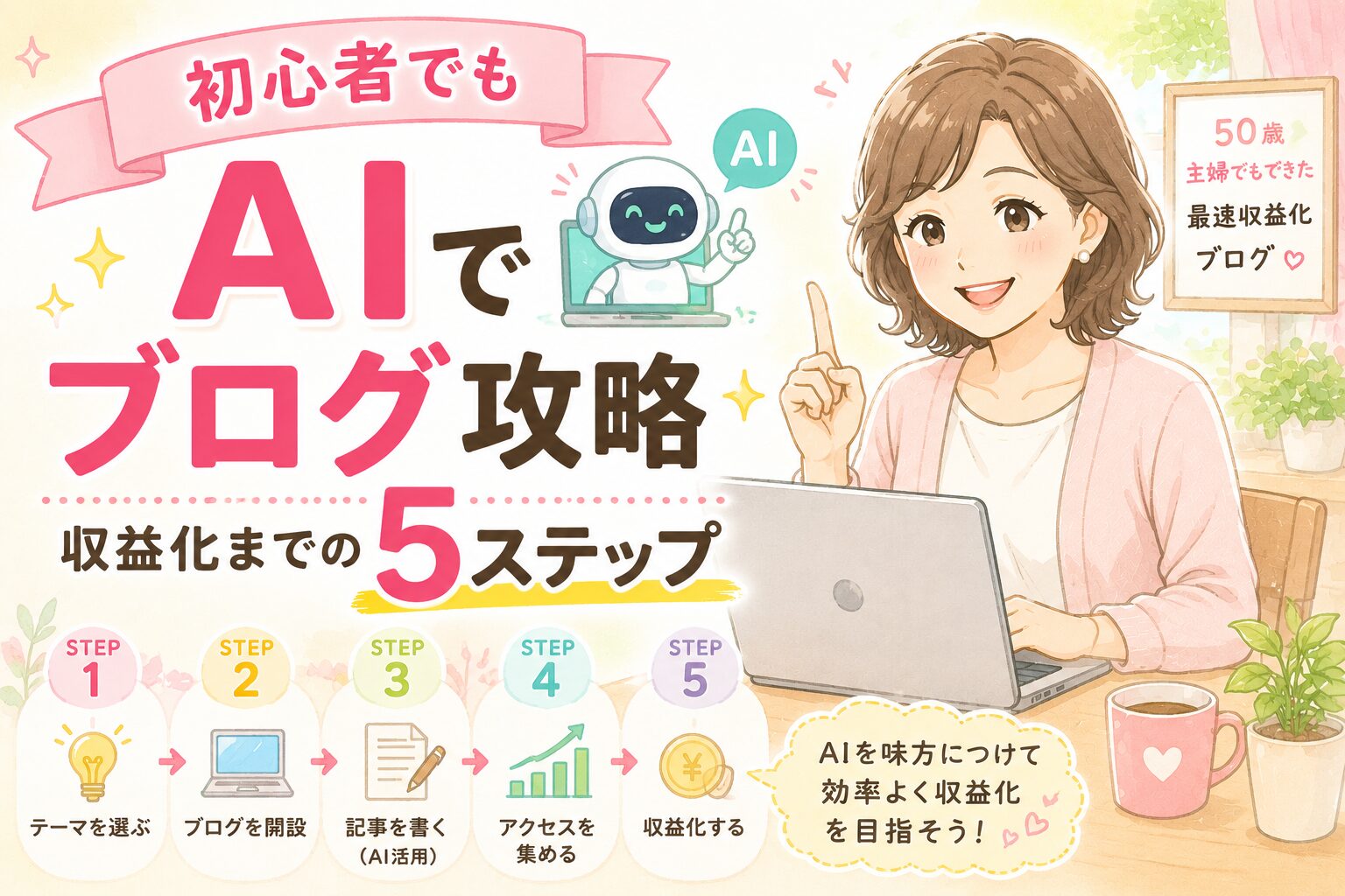 初心者でもAIで副業ブログを攻略！収益化までの5ステップ